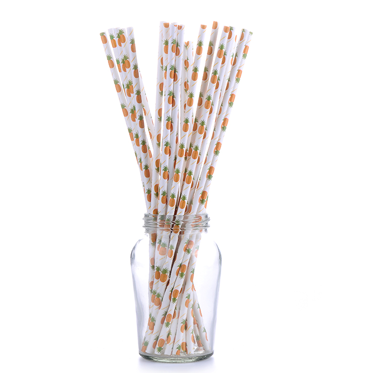 6*230mm  Pineapple  paper straws for party